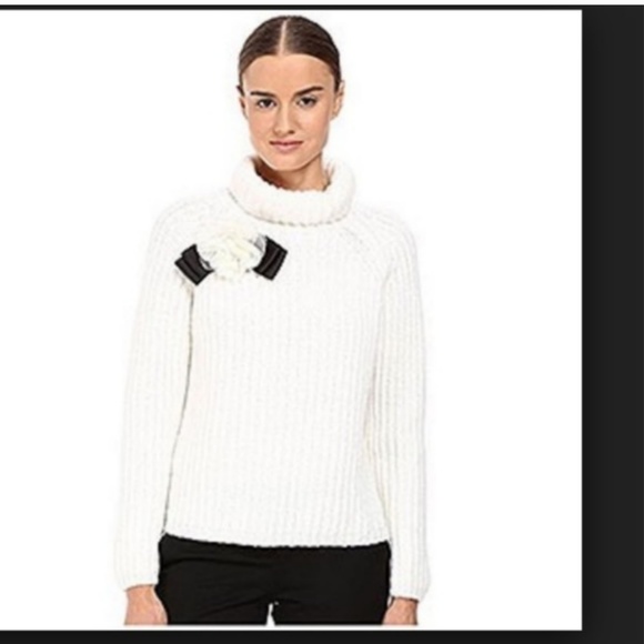 kate spade White Rosette Bow Alpaca Sweater xs nwo - Picture 3 of 7